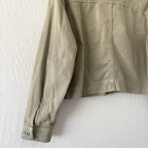 Zara Green Cropped Boxy Denim Jacket - Picture 12 of 13